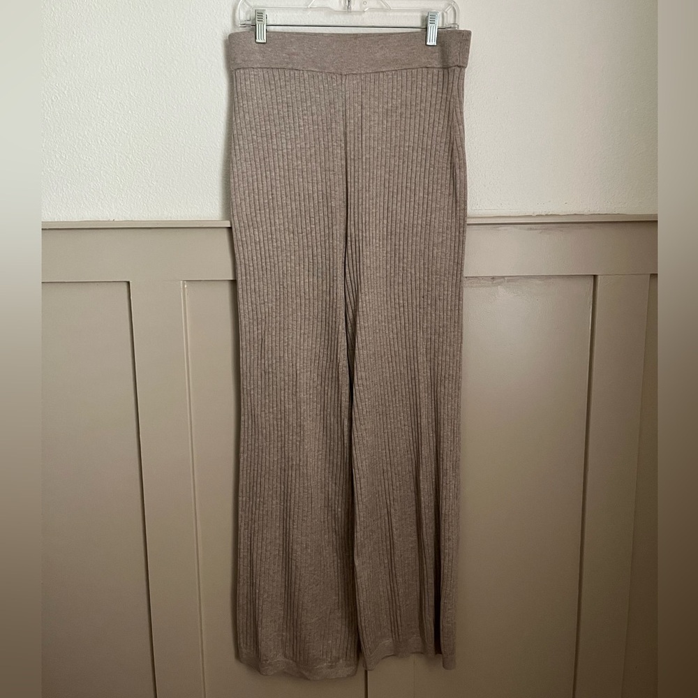 H&M rib knit cozy pants / size M / beige melange
